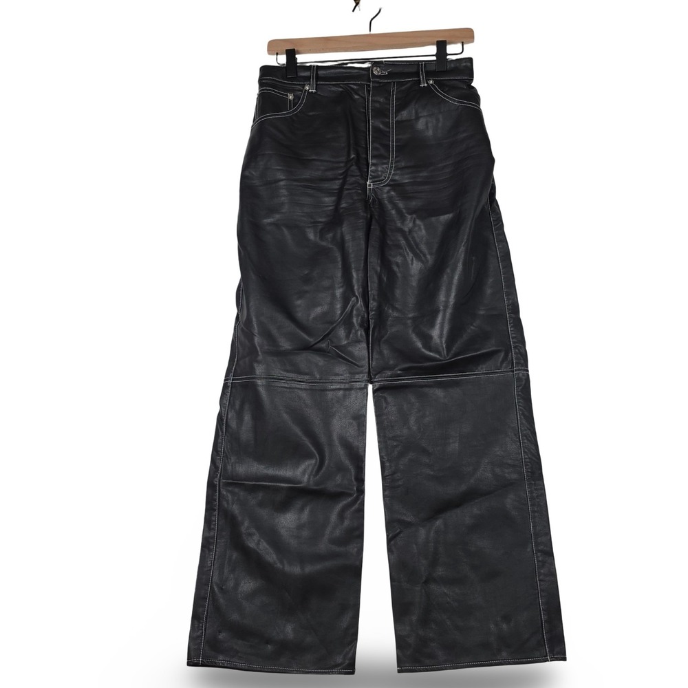 We The Free People The It Factor Vegan Faux Leather Pants Black Contrast Size 4